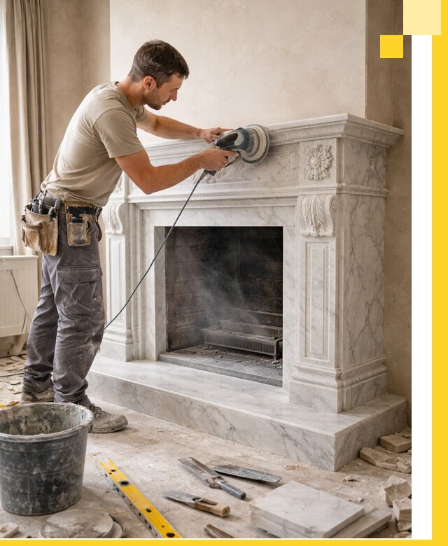 Изготовление и установка мраморных каминов в Белове под ключ