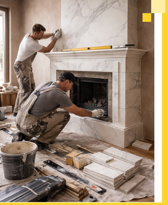 Отделка каминов в Белове качественные облицовочные работы