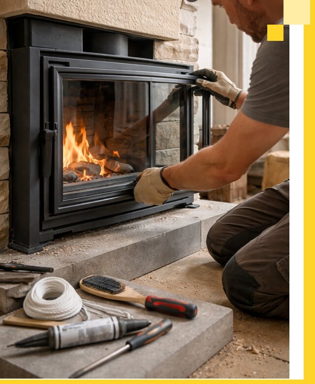 Производство, монтаж и доставка каминов со стеклом в Белове