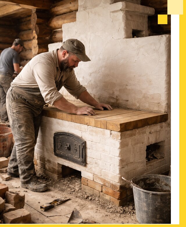 Проектирование и установка русской печи с лежанкой в Белове