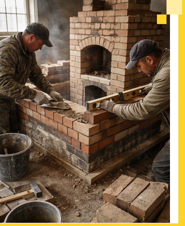 Изготовление и монтаж печей и каминов из кирпича в Белове