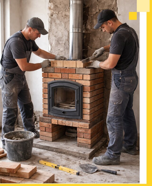 Монтаж печи камина под ключ в Белове с гарантией и пусконаладкой