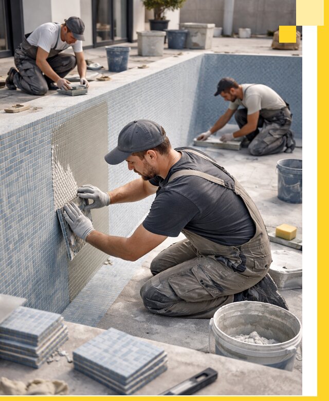 Облицовка бассейнов в Белове плитка мозаика гидроизоляция