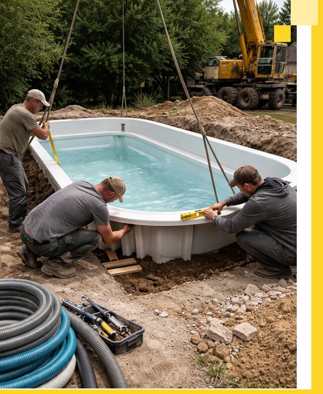 Установка и монтаж композитных бассейнов под ключ в Белове