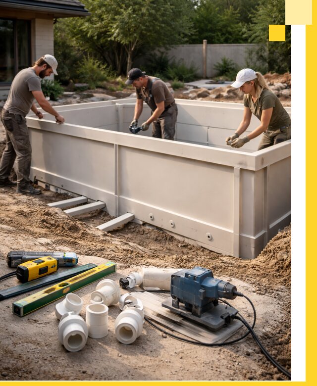 Установка полипропиленовых бассейнов под ключ в Белове