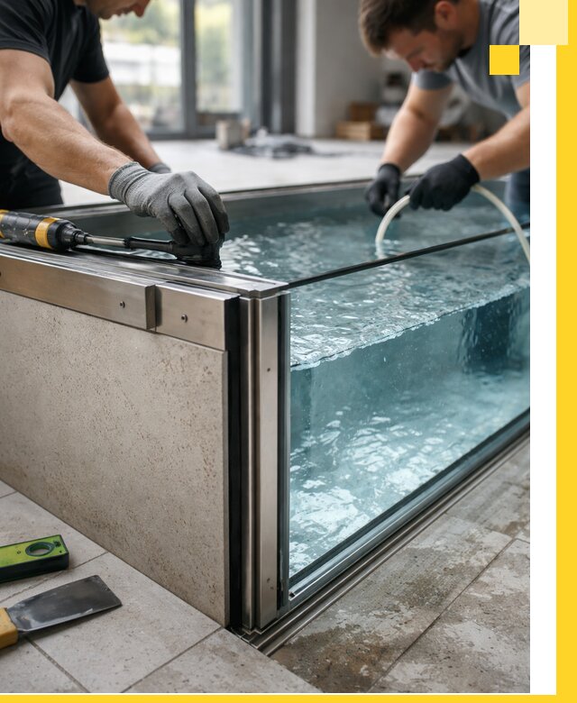 Проектирование и монтаж стеклянных бассейнов в Белове