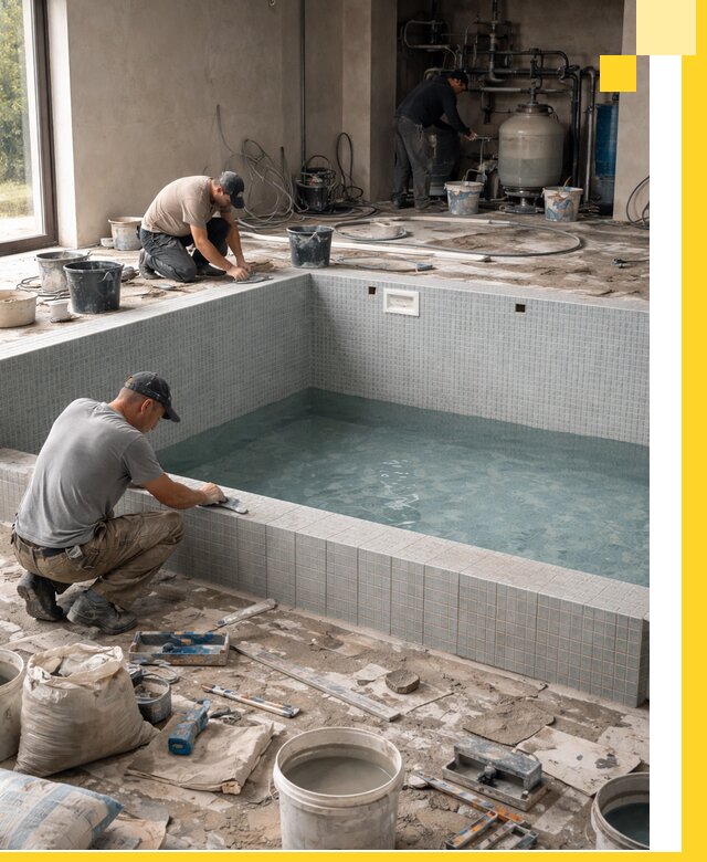 Строительство и монтаж бассейнов в помещении в Белове