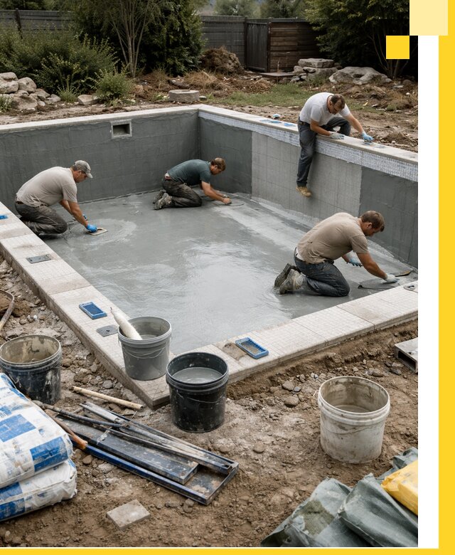 Изготовление и монтаж чаши бассейна под ключ в Белове