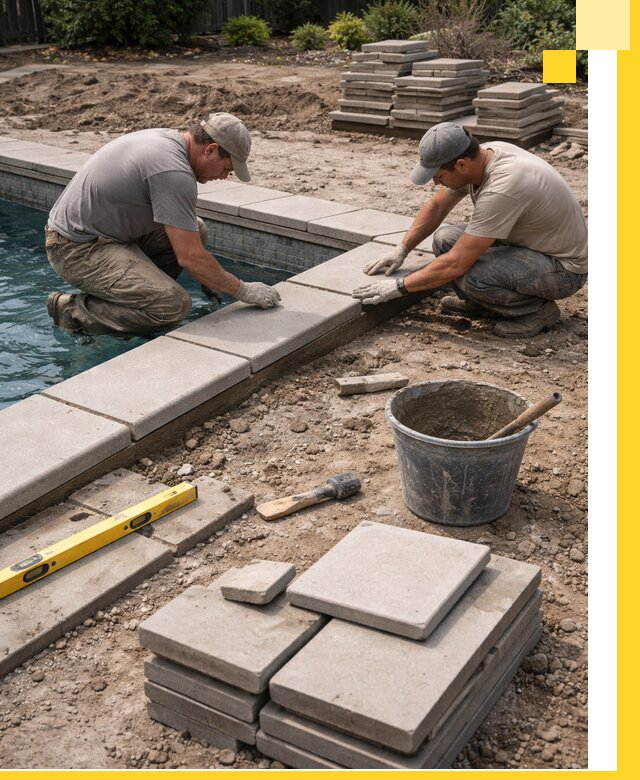 Установка и изготовление копингового камня для бассейнов в Белове