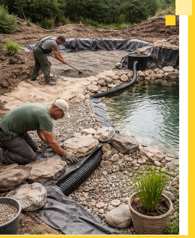 Строительство природных бассейнов и озер в Белове под ключ