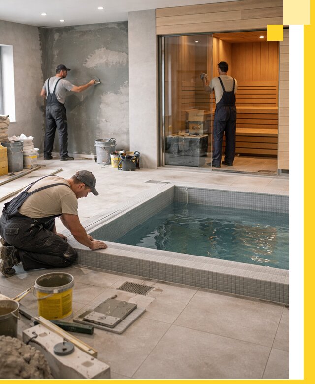 Проектирование и строительство сауны с бассейном в Белове