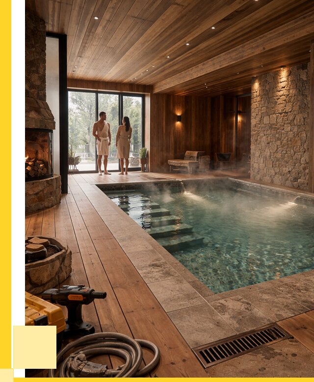 Проекты бань с бассейном под ключ в Белове от 81443 р., ЭриданБлв