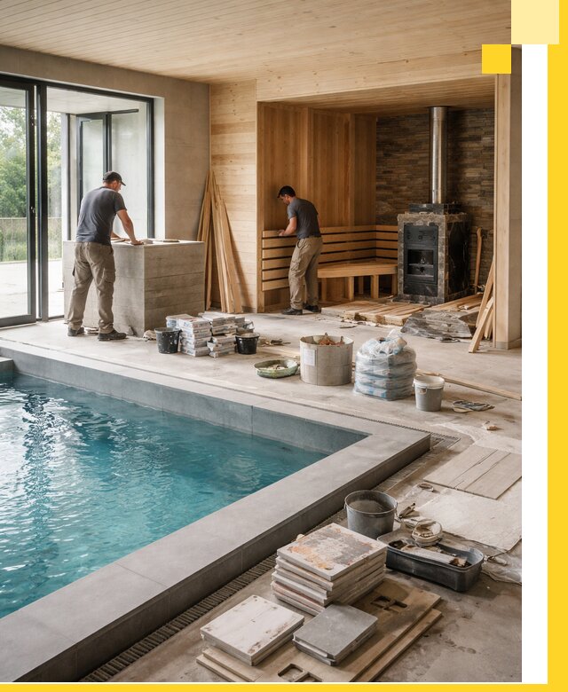 Проектирование и строительство бань с бассейном в Белове