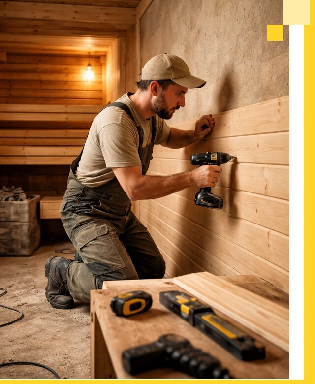 Профессиональная внутренняя отделка бани в Белове под ключ