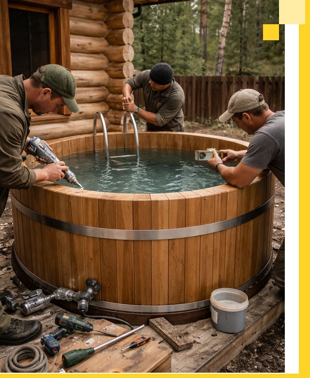 Строительство бань с купелью под ключ и отделкой в Белове