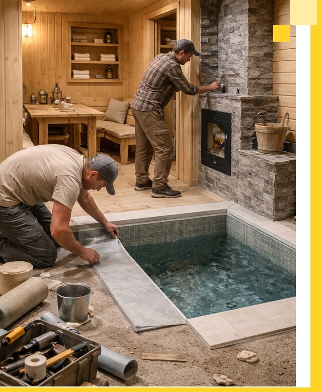 Строительство бань с комнатой отдыха под ключ в Белове