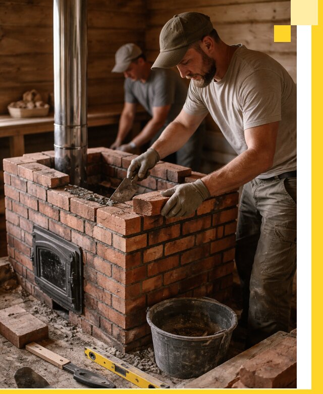 Кирпичные печи для бани под ключ в Белове, проект и монтаж