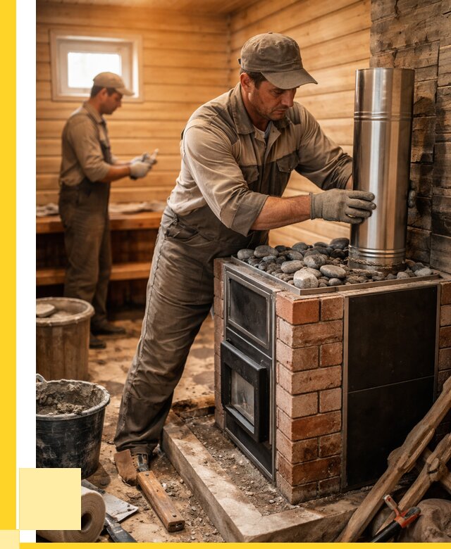 Монтаж печи в бане под ключ в Белове от 21718 р. | ЭриданБлв