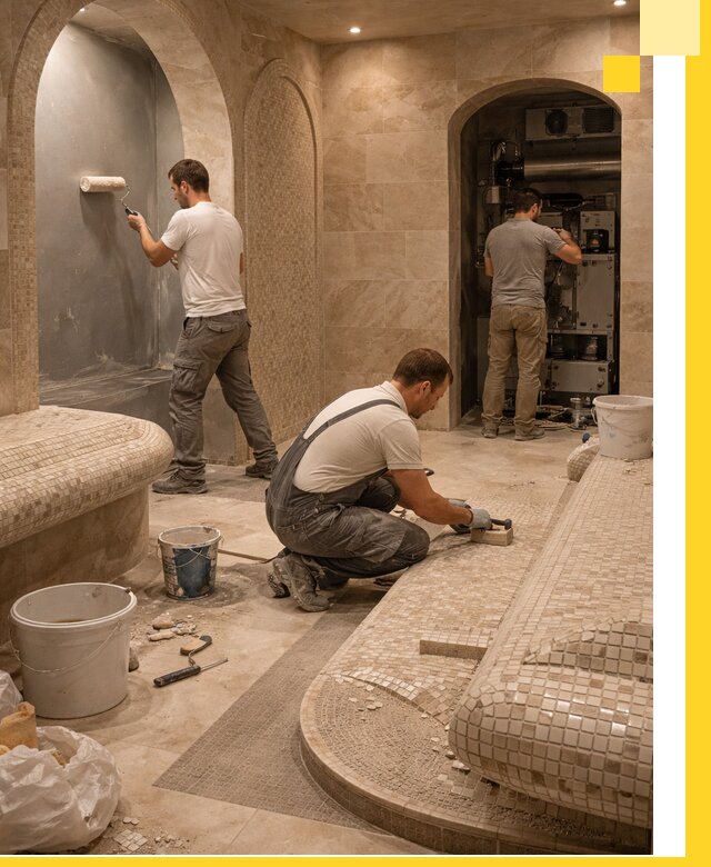 Строительство бани с хамамом и бассейном под ключ в Белове