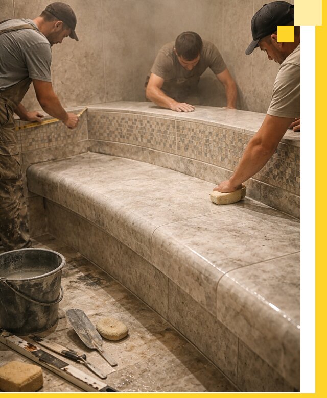 Изготовление и установка сидений для хамама в Белове